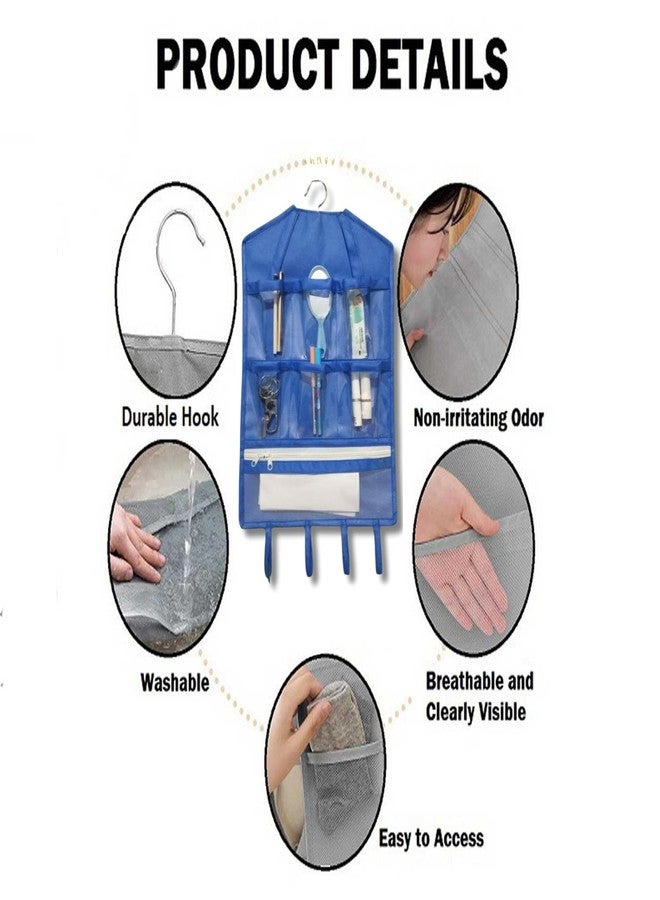 SYSTEMIZE Non-Woven Hanging Organizer for Jewellery Organizer | Socks Organizer | Multiple Uses (Blue Color) Pack of 01 - Image 4